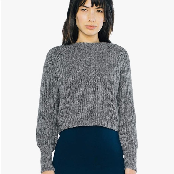 NWOT American apparel gildan crop cropped fisherman sweater zebra medium m - Picture 1 of 5